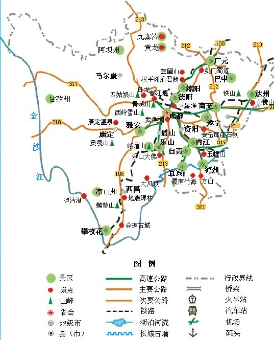 四川旅游路线地图【相关词_ 四川地图旅游路线图】