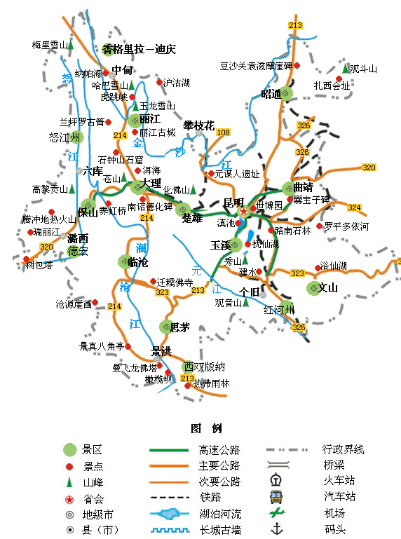 云南旅游地图展示--四川成都中国青年旅行社官网